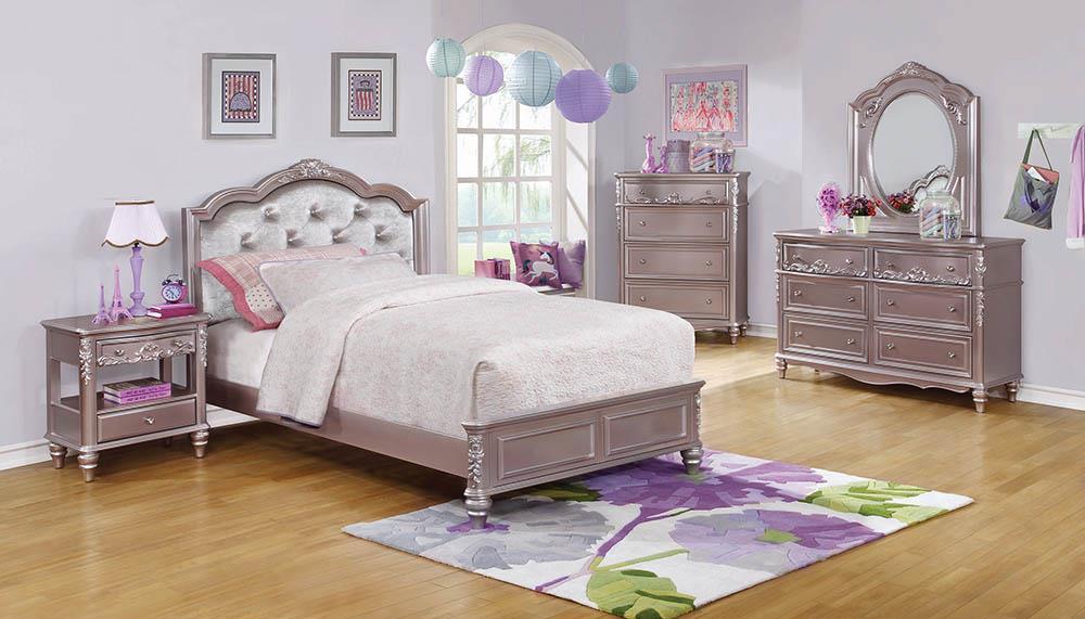 Caroline Metallic Lilac Twin Bed