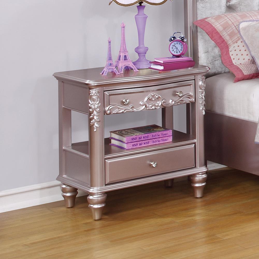 Caroline Metallic Lilac Nightstand