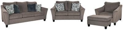 Nemoli Sofa and Loveseat with Oversized Chair and Ottoman Package