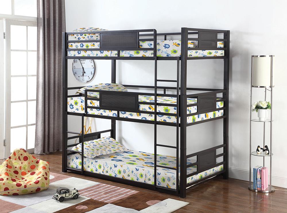 Casual Black Full Triple Bunk Bed