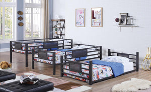 Casual Black Twin Triple Bunk Bed