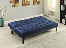 Load image into Gallery viewer, Blue Velvet Sofa Bed