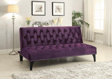 Load image into Gallery viewer, Purple Velvet Sofa Bed