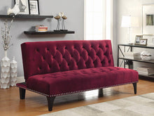 Load image into Gallery viewer, Burgundy Velvet Sofa Bed