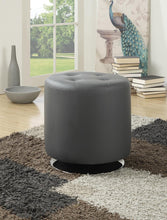 Load image into Gallery viewer, Contemporary Grey Round Ottoman