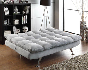 Transitional Dark Grey and Chrome Sofa Bed