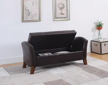 Load image into Gallery viewer, Upholstered Brown Faux Leather Bench