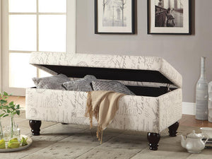 Transitional Off-White and Grey Bench