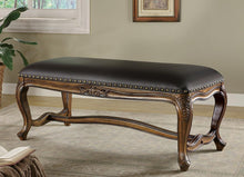 Load image into Gallery viewer, Black Faux Leather Accent Bench