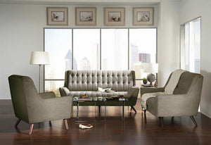 Natalia Mid-Century Modern Dove Grey Three-Piece Living Room Set