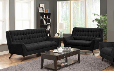 Natalia Mid-Century Modern Black Two-Piece Living Room Set