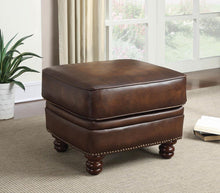 Load image into Gallery viewer, Montbrook Traditional Hand Rubbed Brown Ottoman