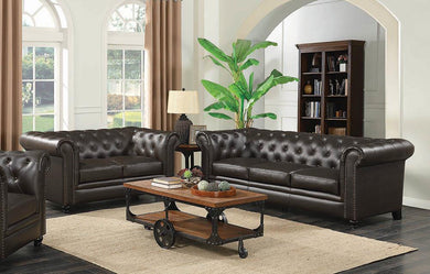 Roy Traditional Brown Two-Piece Living Room Set