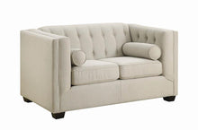 Load image into Gallery viewer, Cairns Transitional Oatmeal Tufted Back Loveseat