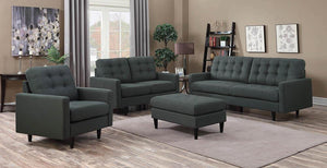 Kesson Mid-Century Modern Brown Three-Piece Living Room Set