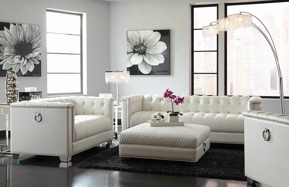 Chaviano Contemporary White Ottoman