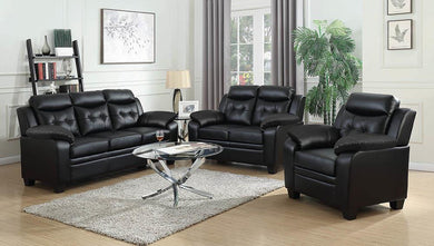 Finley Casual Black Padded Loveseat