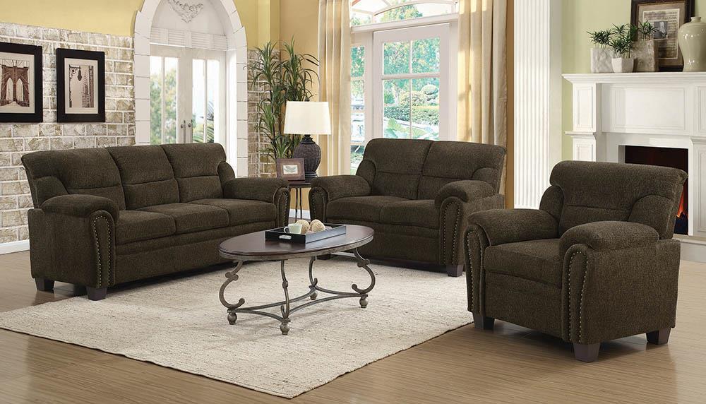 Clemintine Brown Three-Piece Living Room Set