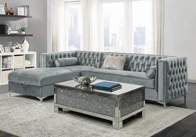 Bellaire Contemporary Silver and Chrome Sectional