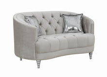 Load image into Gallery viewer, Avonlea Traditional Grey and Chrome Loveseat