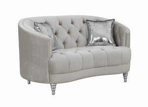 Avonlea Traditional Grey and Chrome Loveseat