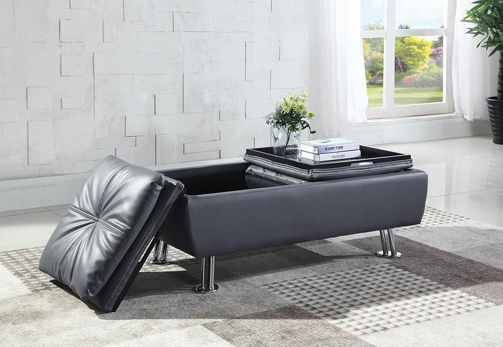 Dilleston Contemporary Grey Storage Ottoman