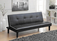 Load image into Gallery viewer, Contemporary Black Faux Leather Sofa Bed