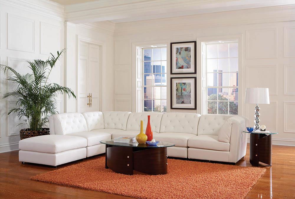 Quinn Transitional White Ottoman