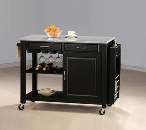 Black Kitchen Cart With Granite Top