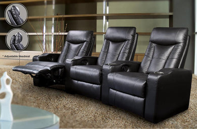 Pavillion Black Leather Two-Seated Recliner