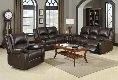 Boston Brown Reclining Three-Piece Living Room Set