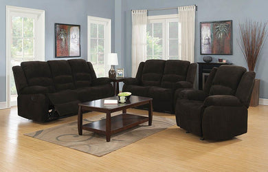 Gordon Chocolate Reclining Three-Piece Living Room Collection