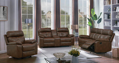 Zimmerman Brown Faux Leather Three-Piece Living Room Set