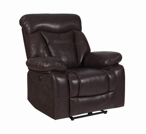 Zimmerman Dark Brown Faux Leather Power Motion Recliner