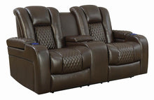 Load image into Gallery viewer, Delangelo Brown Power Motion Reclining Loveseat