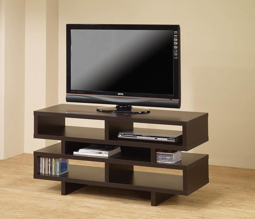 Contemporary Cappuccino Open Storage TV Console