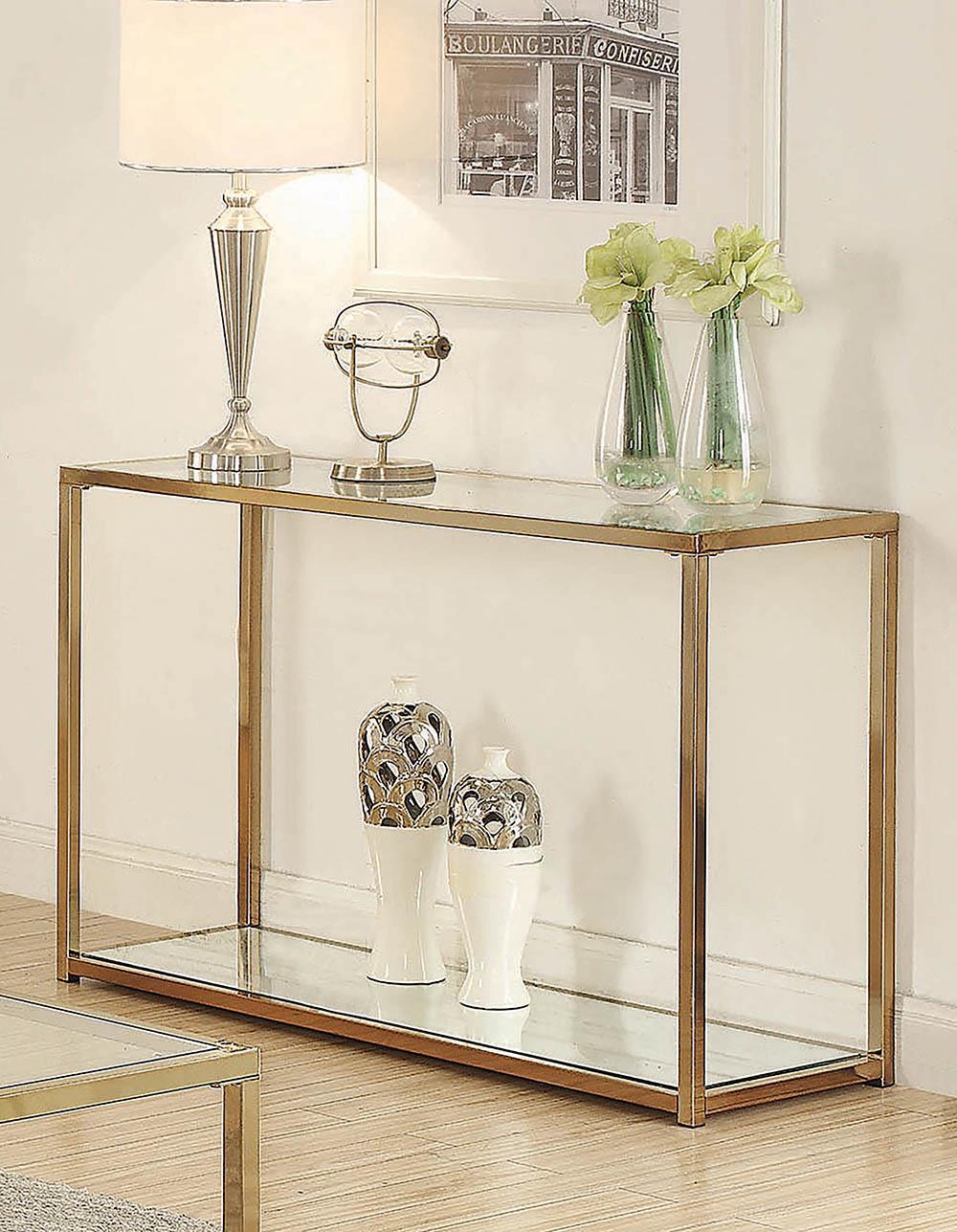 Calantha Modern Chocolate Chrome Sofa Table