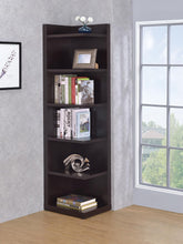 Load image into Gallery viewer, Transitional Cappuccino Corner Bookcase