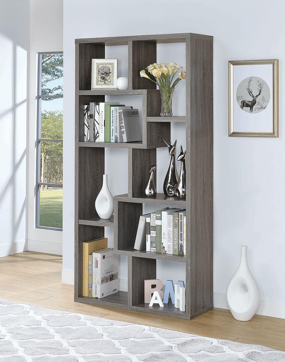 Contemporary Weathered Grey Bookcase