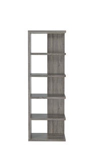 Contemporary Weathered Grey Five-Shelf Bookcase