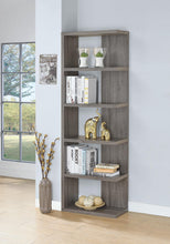 Load image into Gallery viewer, Contemporary Weathered Grey Five-Shelf Bookcase