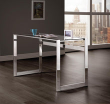 Load image into Gallery viewer, Contemporary Chrome and Glass Top Writing Desk