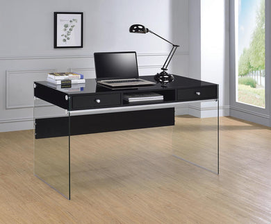 Contemporary Glossy Black Writing Desk