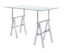Load image into Gallery viewer, Casual Silver Glass Top Adjustable Writing Desk