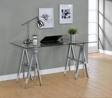 Load image into Gallery viewer, Casual Silver Glass Top Adjustable Writing Desk
