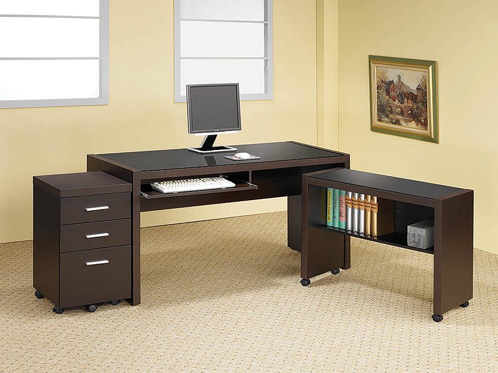 Skylar Contemporary Cappuccino Computer Desk With Keyboard Tray