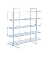 Load image into Gallery viewer, Contemporary Silver Metal and Glass Bookcase