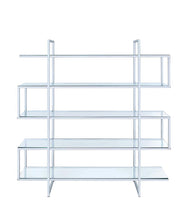 Load image into Gallery viewer, Contemporary Silver Metal and Glass Bookcase