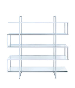 Contemporary Silver Metal and Glass Bookcase