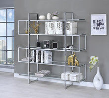 Load image into Gallery viewer, Contemporary Silver Metal and Glass Bookcase